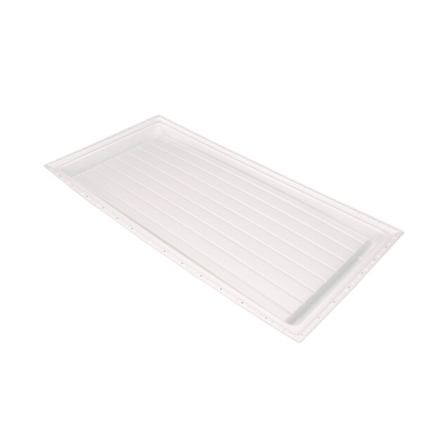 A white rectangular plastic tray with a white border.