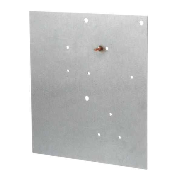 A Groen metal panel with holes and screws.