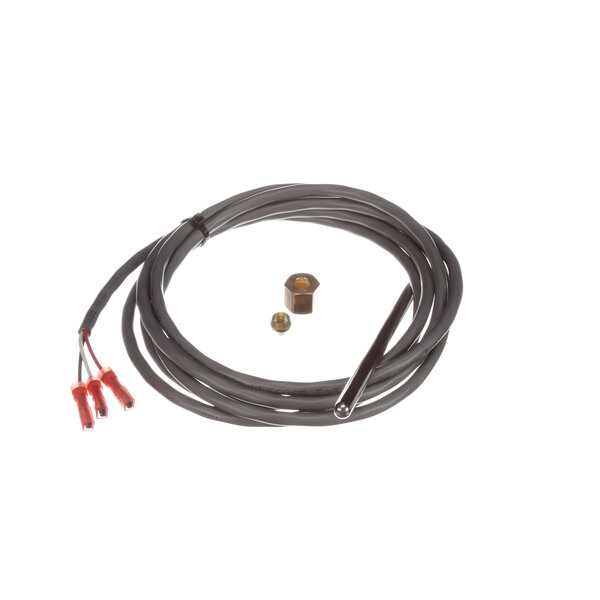 A white wire with black and red connectors.