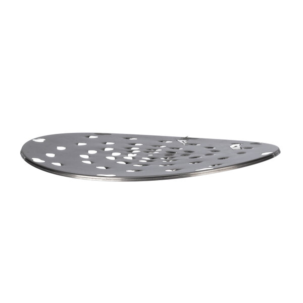 A stainless steel Hobart Shredder Plate with holes.
