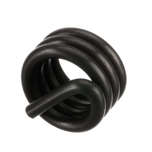 A close-up of a black rubber junction spring coil.