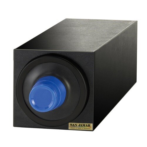 San Jamar C2901BK EZ-Fit® Black 1-Slot Vertical 8 - 46 oz. Countertop Cup Dispenser Cabinet with Black Trim Ring
