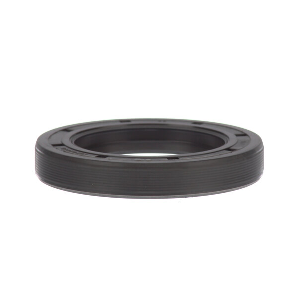 A black rubber ring with a round seal.