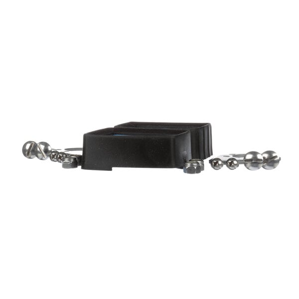 A black rectangular Lakeside handle with silver screws.