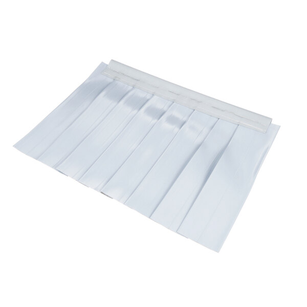 A white plastic sheet with a white strip.