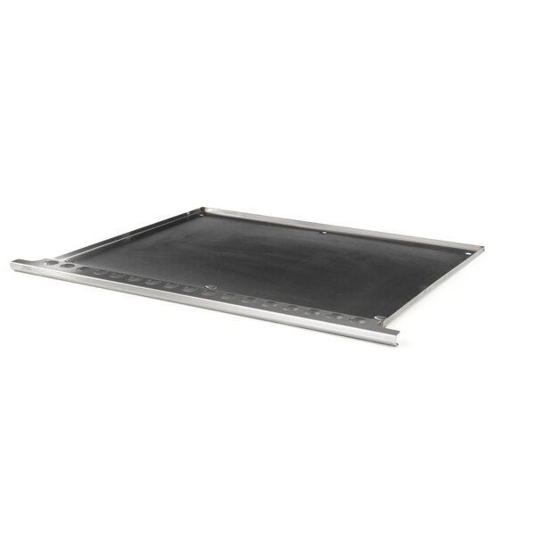 A black rectangular tray with a silver metal frame.