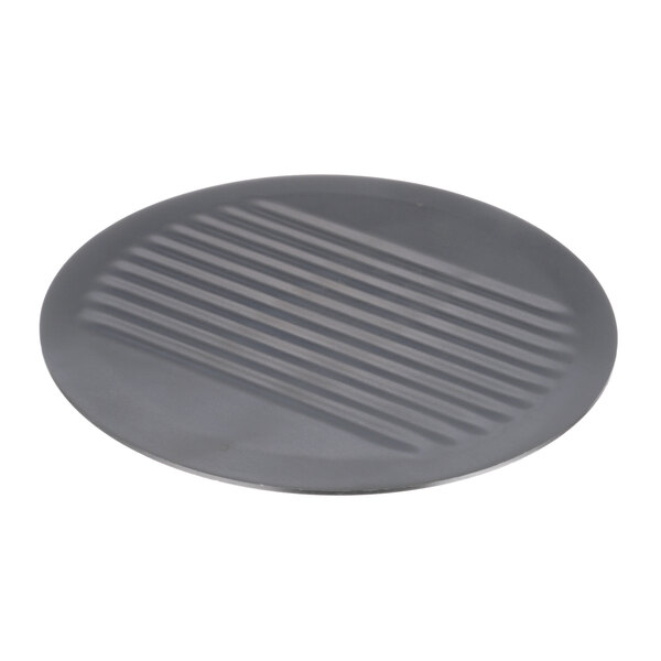 A round black protection plate with a ribbed pattern.