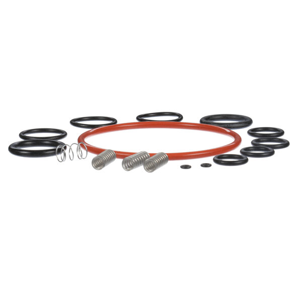 A Stoelting by Vollrath O-ring and small parts kit with black and orange rubber rings and red and black metal springs.