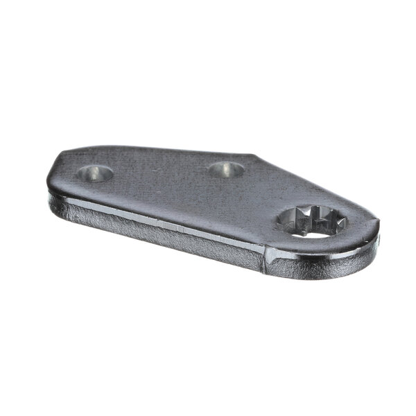 A metal Hussmann socket bottom hinge pin with two holes on it.
