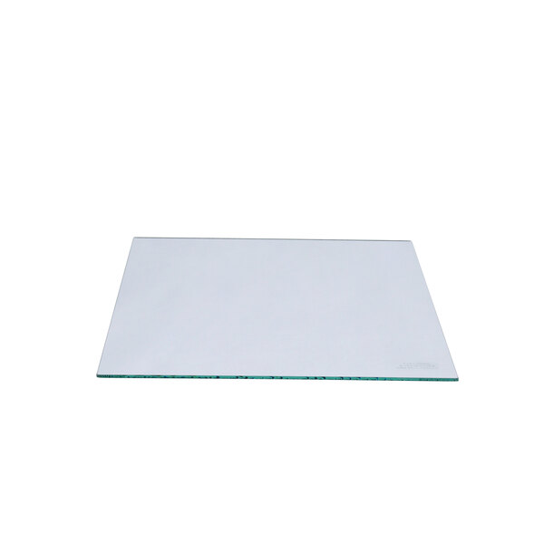 A white square glass plate with a green border.