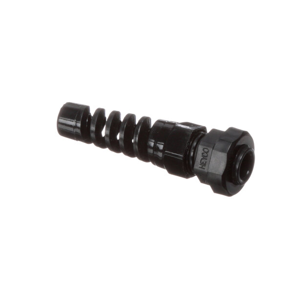 A black plastic hose with a screw on the end.