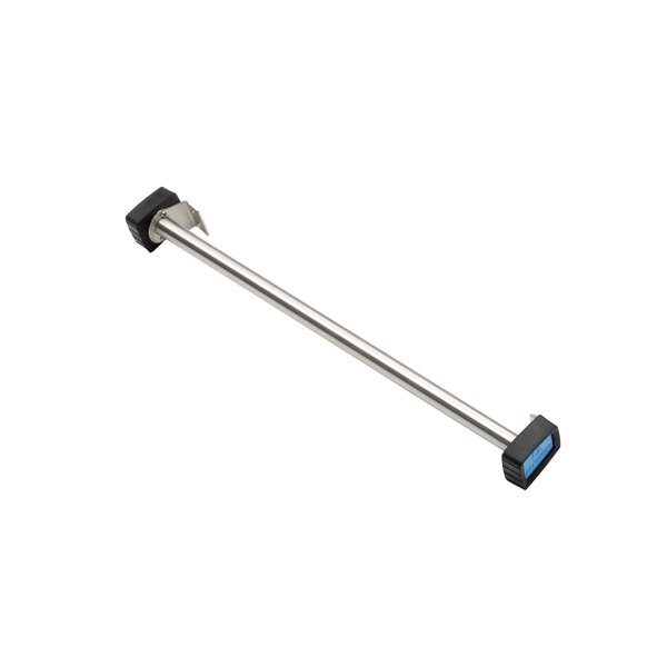 A Lakeside stainless steel bar with blue rubber handles.