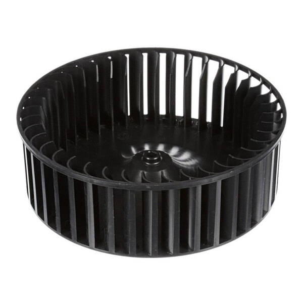 A black circular plastic ventilation wheel with holes.