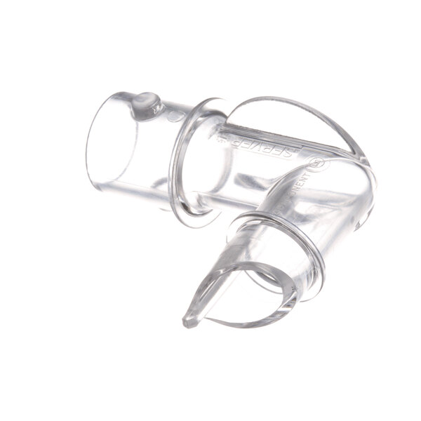 A close-up of a clear plastic tube with a metal ring.