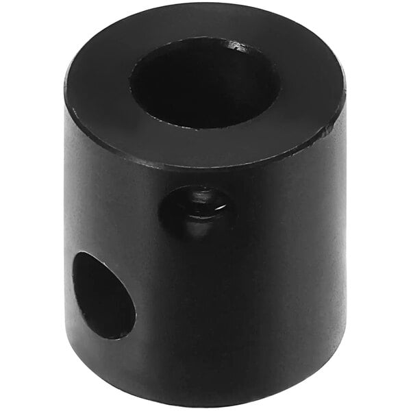 A black plastic cylinder with holes.