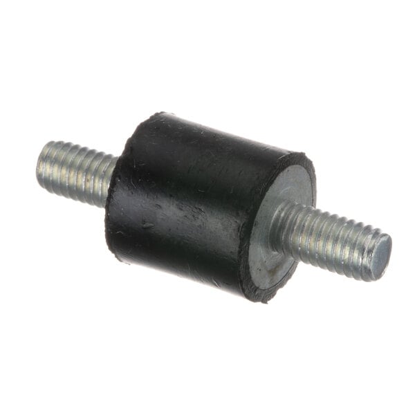 A black rubber cylinder with a silver screw on the end.