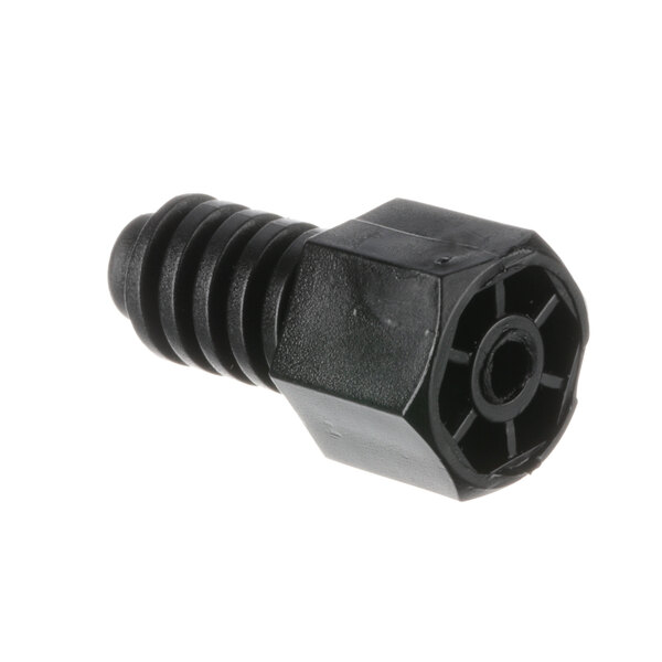 A black plastic threaded foot for a CMA Dishmachines dishwasher.