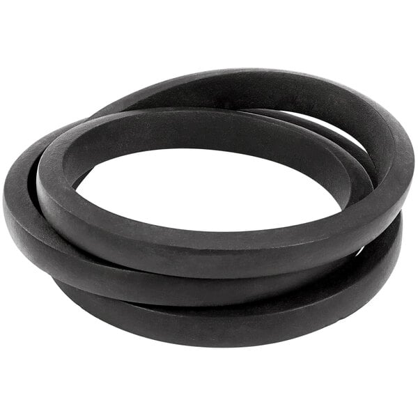 A black rubber ring with a circular cross-section on a white background.