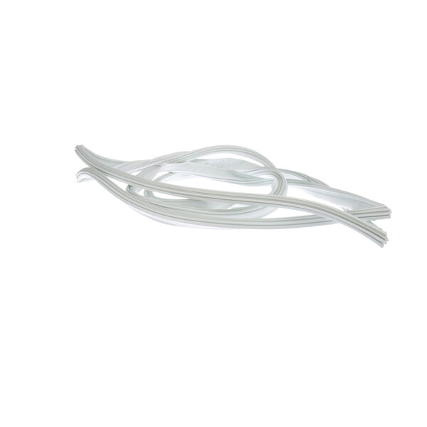 A close-up of a white rubber seal with a white cord.
