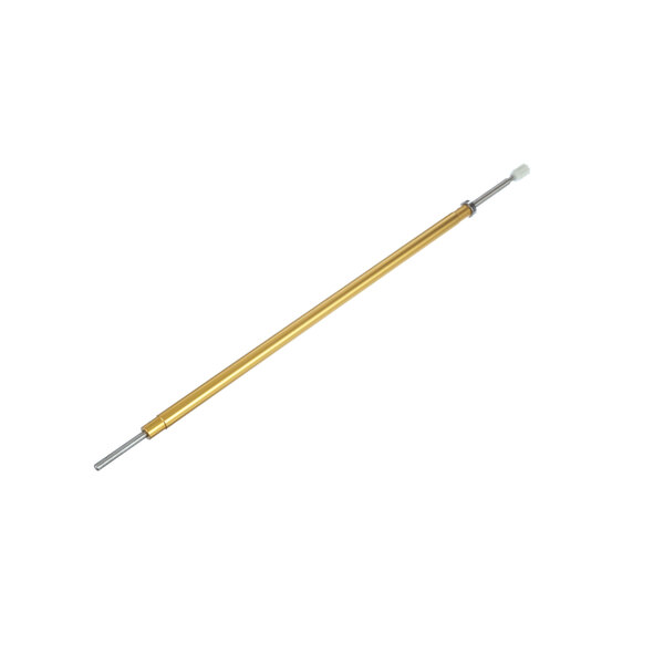 A gold metal rod with a metal end.