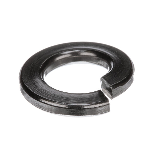 A black metal Jackson Lock Washer with a hole in it.