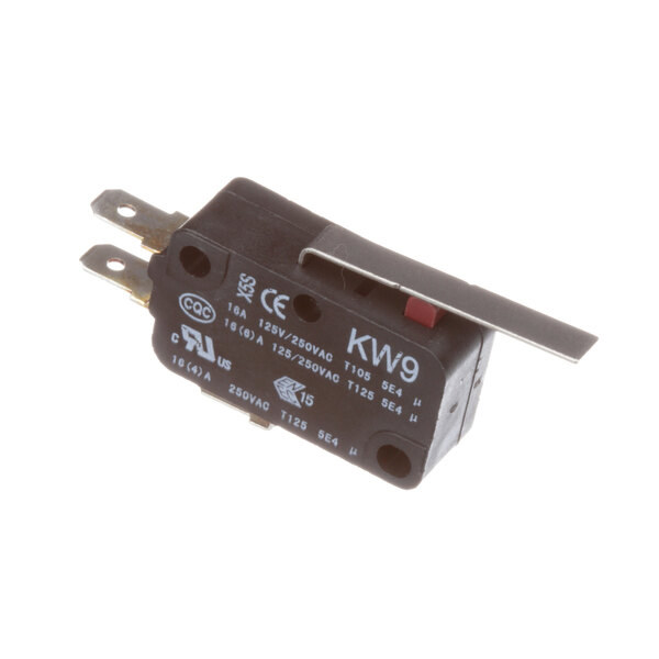 A black miniature General distance switch with white text.