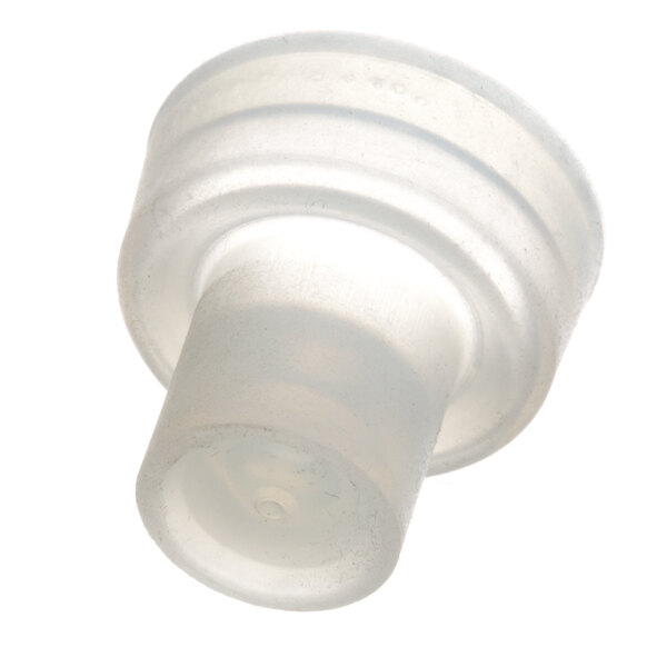 A close-up of a white plastic bottle cap for a Modular Dispensing Systems 3S10 Seat Cup.