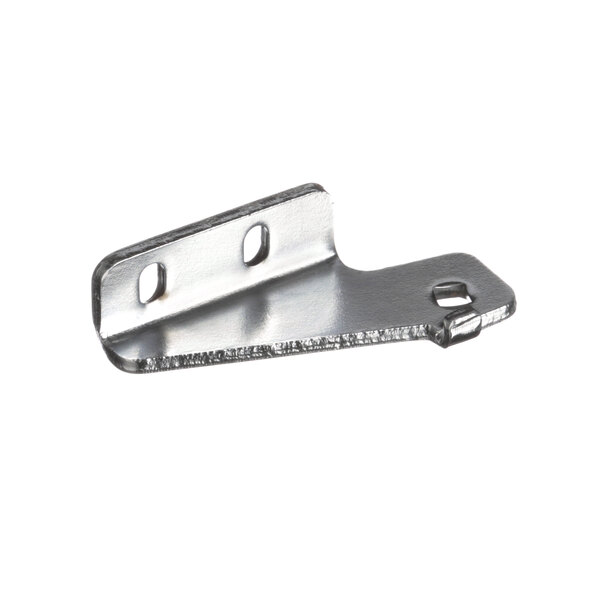 A stainless steel Foster Refrigerator pivot hinge bracket with two holes.