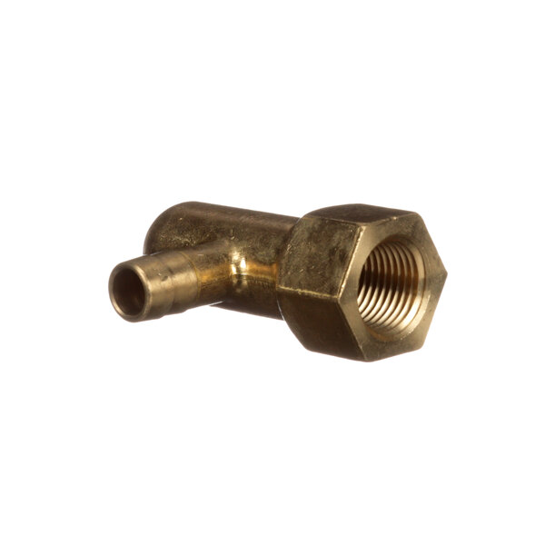 A brass tee with a threaded pipe fitting.