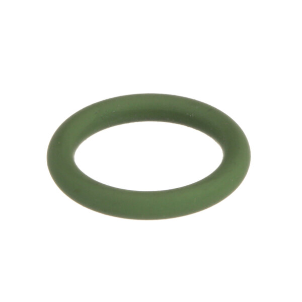 A green rubber O-ring on a white background.