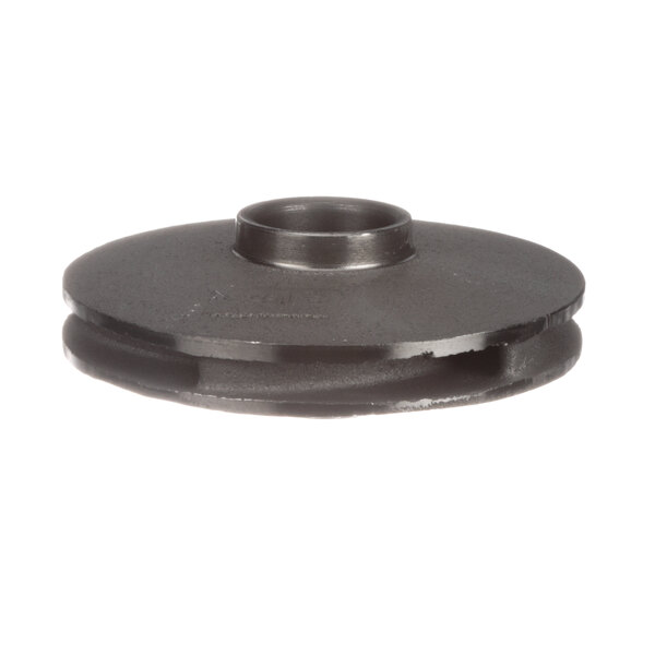A black plastic American Dish Service impeller with a hole in the center.