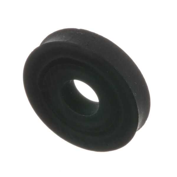 A black circular rubber O-ring with a hole in it.