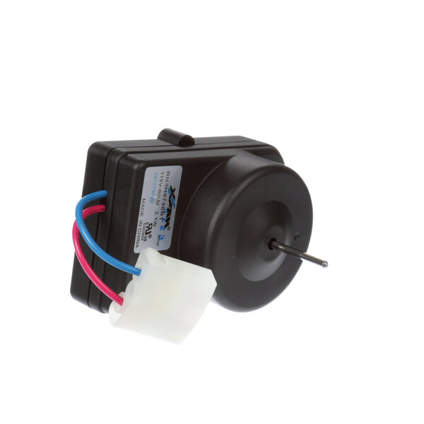 A small black Frigidaire Commercial condenser fan motor with wires.