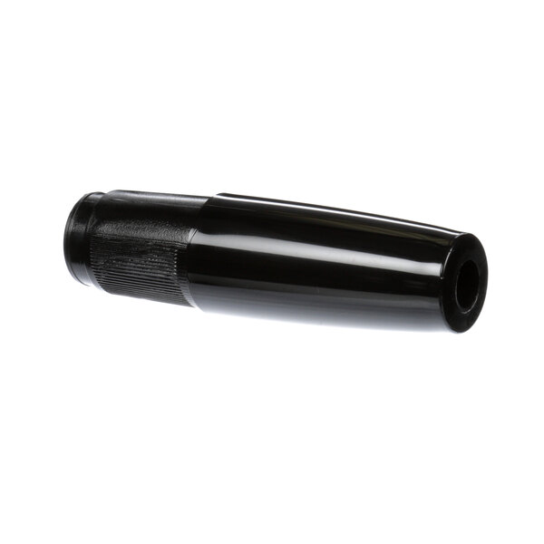 A black plastic Quality Espresso filter holder handle.