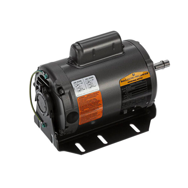 A black electric motor with a white cover.