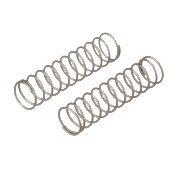 A set of two metal coil springs.