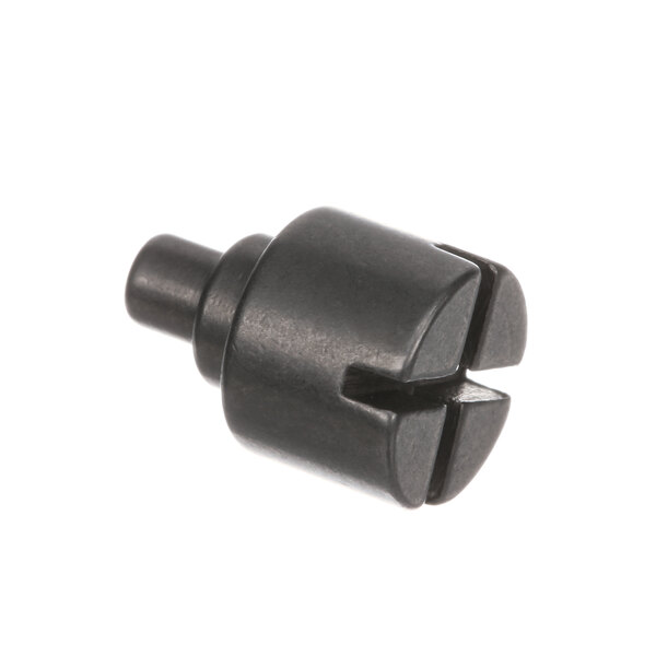 A close-up of a black metal Berkel pivot pin with a cross-shaped handle.