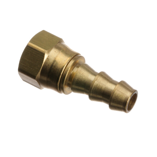 A close-up of a brass threaded hose fitting for a Thermodyne 91330 smoker.