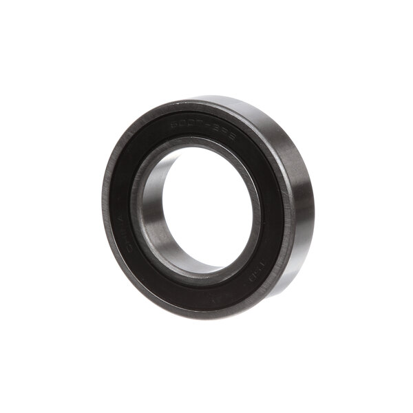 A close-up of a black Hobart ball bearing.