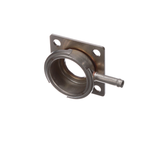 A stainless steel Thermodyne Tor neck assembly with a hole in it.