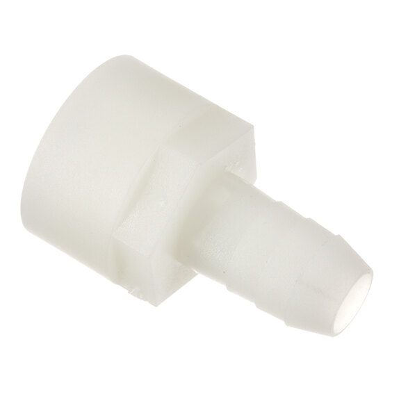 A close-up of a white plastic pipe connector.