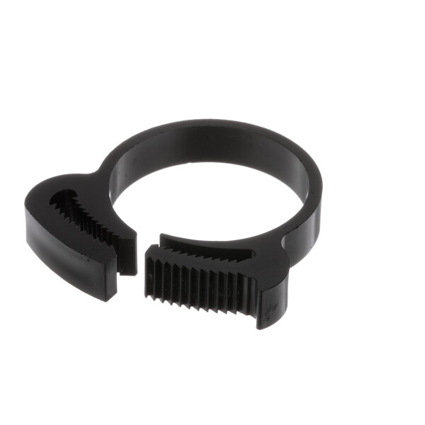 A black plastic Accutemp clamp ring with a black rubber band inside.