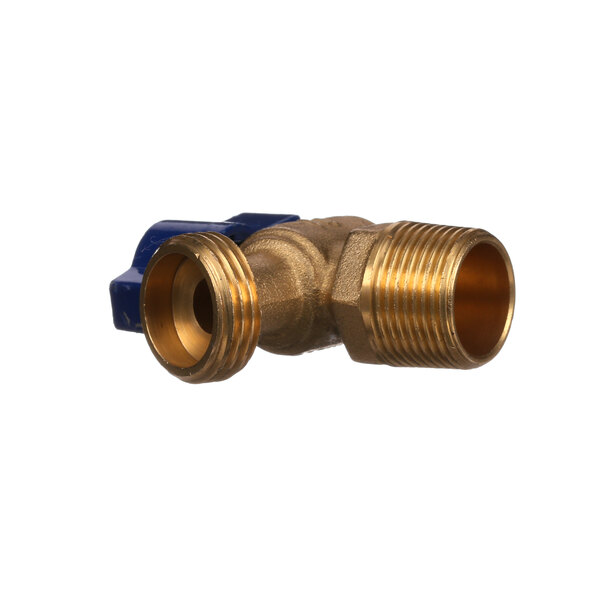 A close-up of a brass Low Temp Industries Bolder drain valve handle.