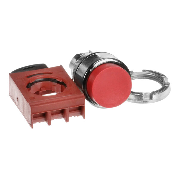 A red and black Hobart Switch Operator with a red plastic knob and metal ring.