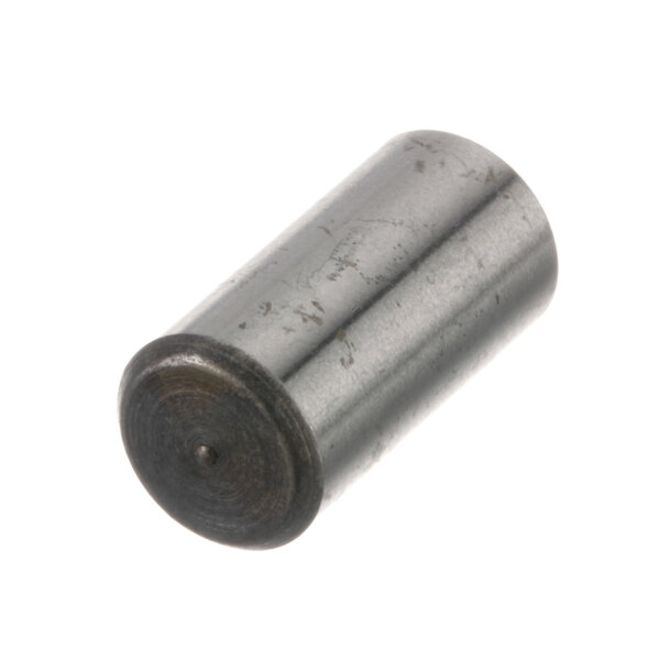 A metal cylinder with a black round top.