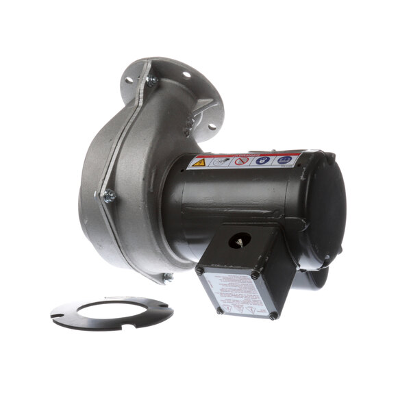 A J&R Manufacturing Evac Stack Fan blower with metal housing and cover.