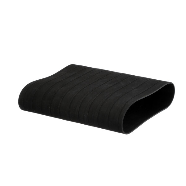 A black rubber tube with a white background.