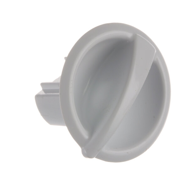 A gray plastic Frigidaire thermostat knob with a white plastic handle.