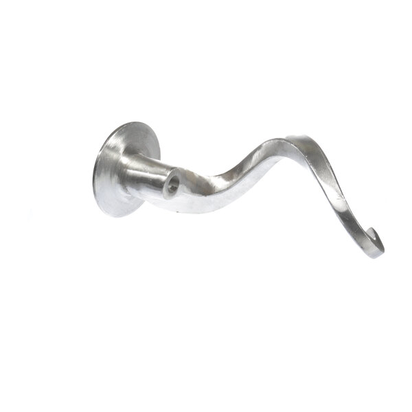 A silver spiral dough hook.