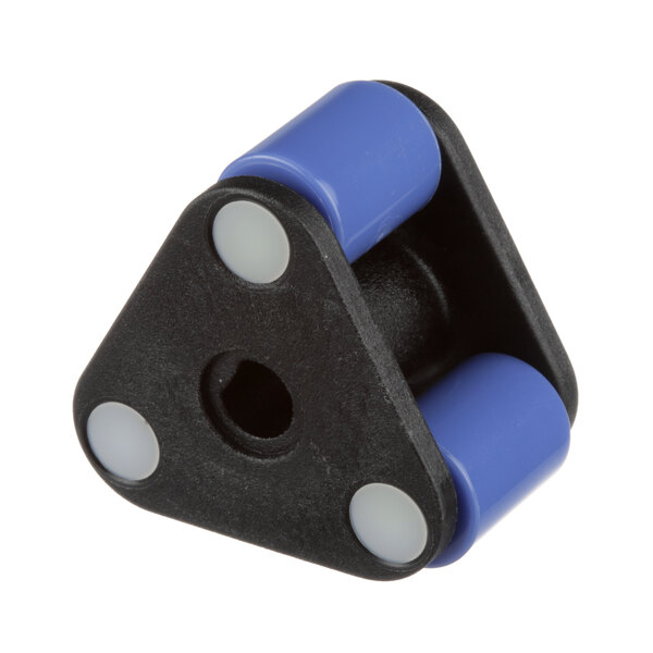 A black and blue plastic Knight Roller Assy.